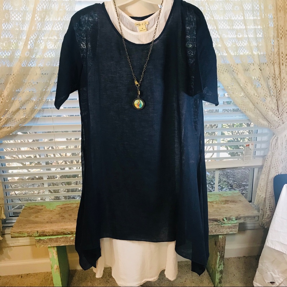 Camille & Co Laugenlook Linen Dress Top